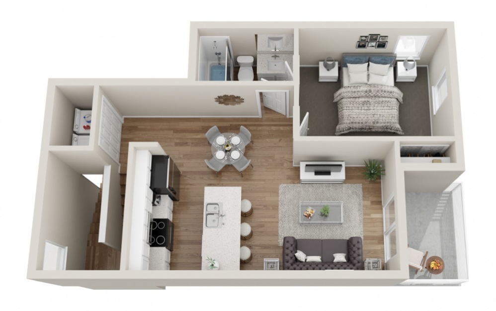 Sycamore - 1 bedroom floorplan layout with 1 bath and 812 square feet. (Floor 2)