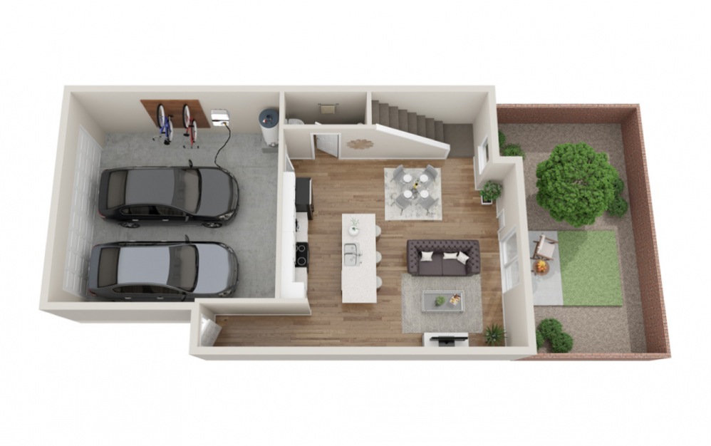 Dillion - 2 bedroom floorplan layout with 2.5 baths and 1271 square feet. (Floor 1)