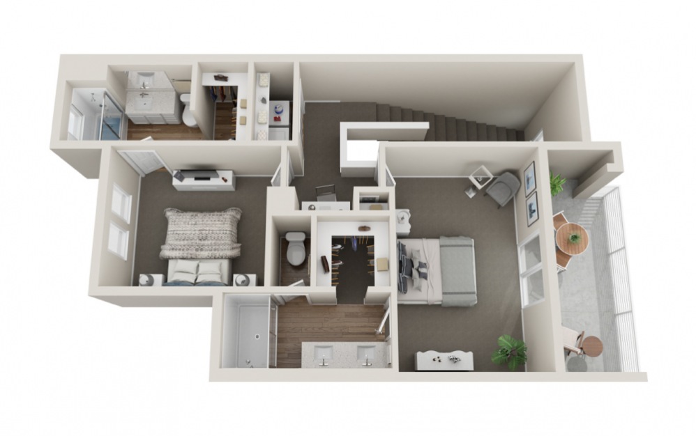 Dillion - 2 bedroom floorplan layout with 2.5 baths and 1271 square feet. (Floor 2)