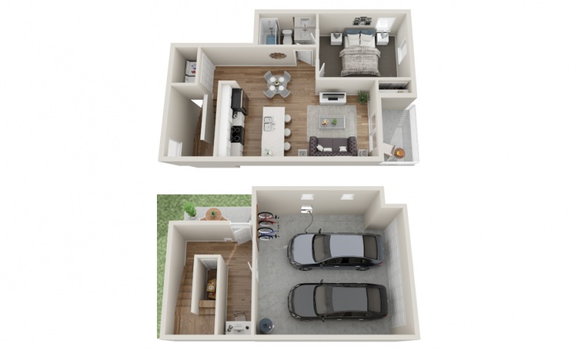 Watson - 1 bedroom floorplan layout with 1 bathroom and 804 square feet